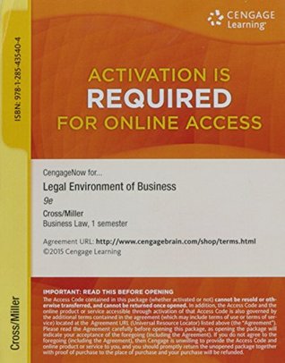 Read online Cengage Learning Legal Environment of Business Access Code - Cross/Miller | ePub